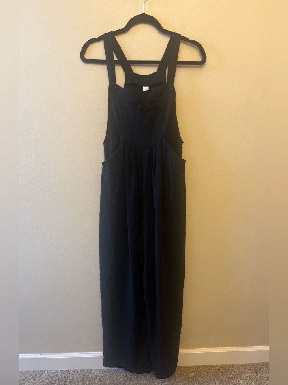 Halara Wide-Leg Overall Jumpsuit Women's Size Medium Black Adjustable Straps